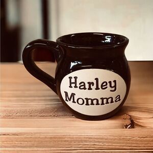 Harley Momma Ceramic Coffee Mug  Cup High Gloss Black 4” Tall
